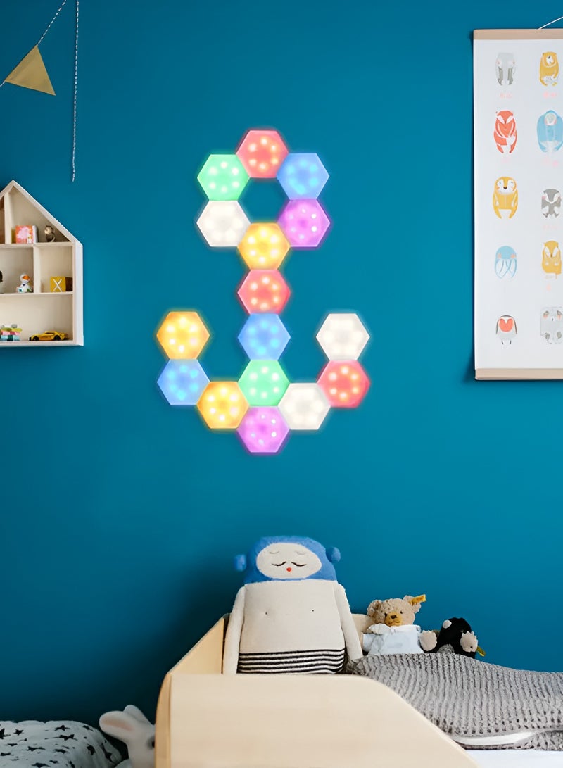 Touch Activated Multi Color LED Lights | Modular, Touch-Sensitive and Remote-Controlled RGB Colorful Wall-Mounted Panels Puck Light for Bedroom Living Room Hallway Party Night Light (6 Pack)