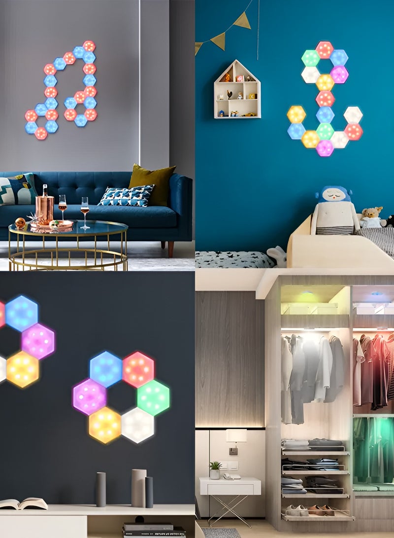 Touch Activated Multi Color LED Lights | Modular, Touch-Sensitive and Remote-Controlled RGB Colorful Wall-Mounted Panels Puck Light for Bedroom Living Room Hallway Party Night Light (6 Pack)