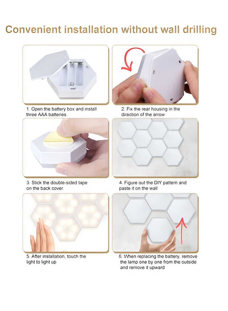 Touch Activated Multi Color LED Lights | Modular, Touch-Sensitive and Remote-Controlled RGB Colorful Wall-Mounted Panels Puck Light for Bedroom Living Room Hallway Party Night Light (6 Pack)