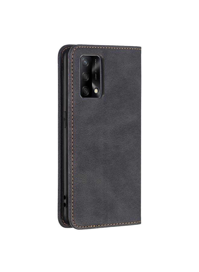 اس-توب جراب جلدي مضاد للسرقة مع حامل وفتحات للبطاقات لهاتف OPPO A74 4G / F19 4G مع حامل وفتحات للبطاقات ومحفظة - Image 3