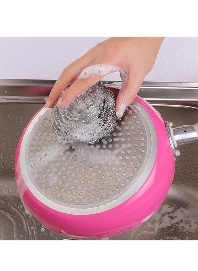 سلك غسيل الأطباق من الفولاذ المقاوم للصدأ، سلك مقاوم للصدأ، سلك مطبخ شديد التحمل لتنظيف الدلاء والشواية والطهي، 10 قطع - فضي - Image 2