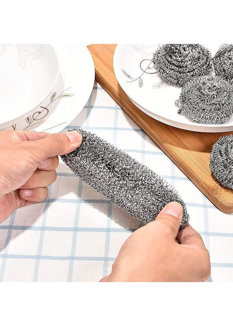 سلك غسيل الأطباق من الفولاذ المقاوم للصدأ، سلك مقاوم للصدأ، سلك مطبخ شديد التحمل لتنظيف الدلاء والشواية والطهي، 10 قطع - فضي - Image 4