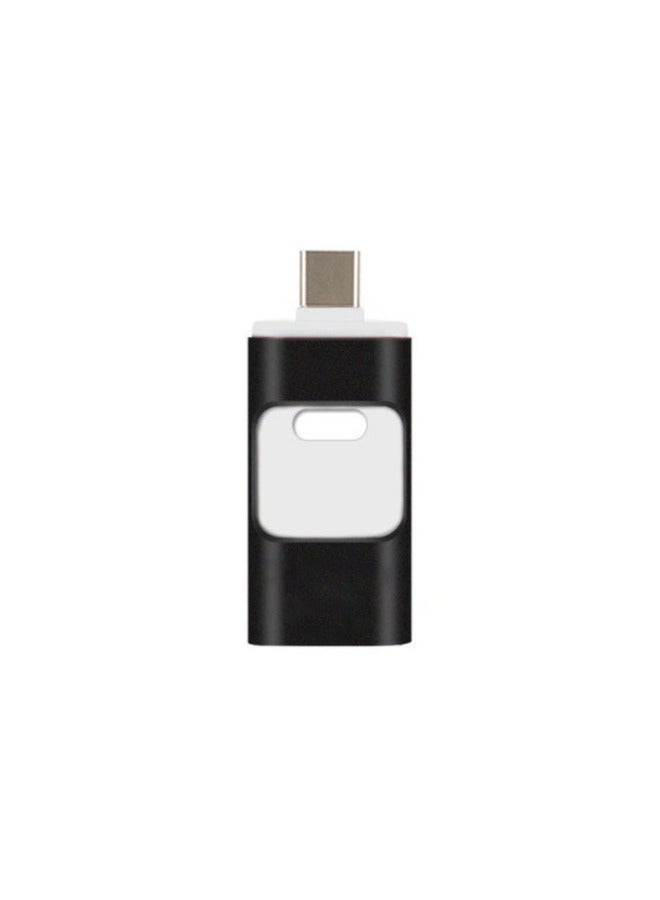 Multi-function Four-in-one USB Flash Drive Is Suitable For Apple Type C Android Full Capacity 128g High-speed Mobile Phone USB Flash Drive-Color:Black (large Window White Liner)-Capacity:64GB  - Image 1