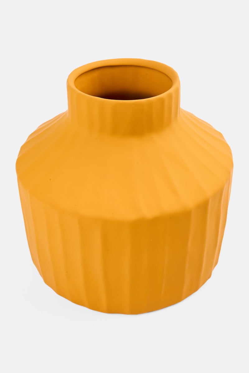 Muy Mucho Sculpted Ceramic Vase Decor, Mustard - Image 2