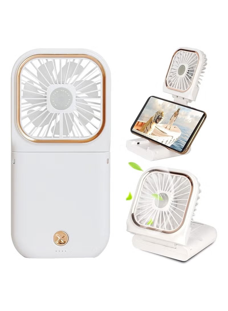 Mini Handheld Fan Portable Charger Small Fan Breeze Quiet Power Rechargeable USB Fan for Travel Small Personal Fan, Outdoors, Hiking, Camping, white - Image 1
