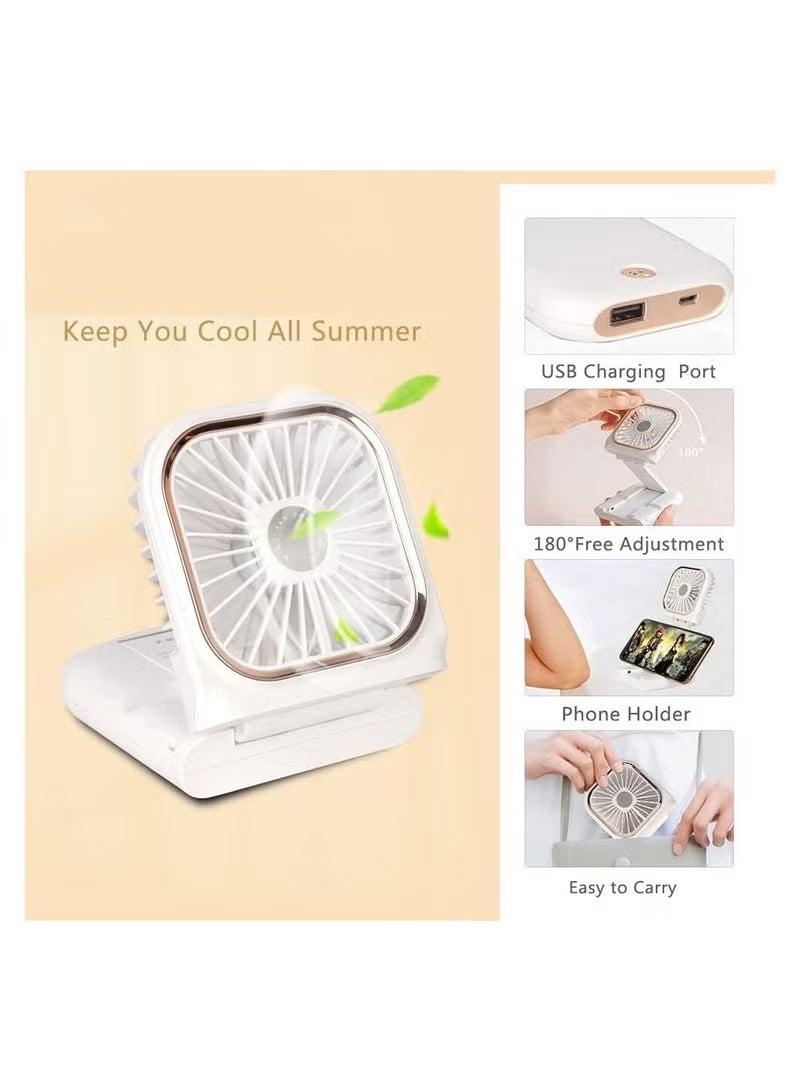 Mini Handheld Fan Portable Charger Small Fan Breeze Quiet Power Rechargeable USB Fan for Travel Small Personal Fan, Outdoors, Hiking, Camping, white - Image 2