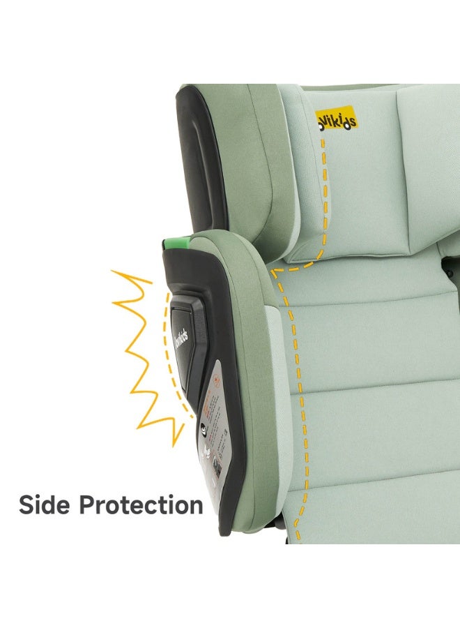 Jovikids Rober I-Size Booster Seat 100–150 Cm (3–12 Years) Isofix+Foldable Adjustable Heightandwidth Ece R129/E4 Certified Cabin Size Portable And Travel-Friendly Removable And Washable Cover Green - Image 5