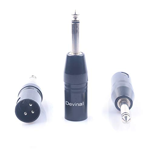 Devinal XLR Male to 1/4" Adapter Upgrade 6.35mm Mono to XLR Gender Changer, Quarter Inch TS to 3 PIN XLR Converter Audio Coupler Connector Metal Construction Mic Jack Plug (3 Pack) - Image 2
