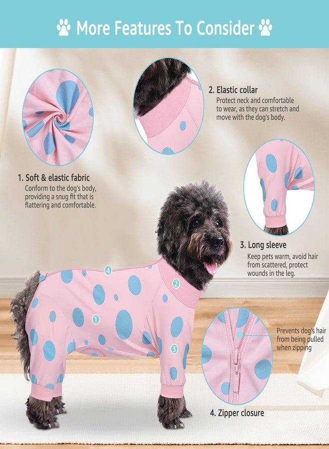 Comwish Dog Surgery Suit Long Sleeve, Dog Recovery Suit Female Male with Zipper Closure Post Spay, Neuter, Dog Onesie Shedding Suit Full Coverage Bodysuit (Pink, S) - Image 3