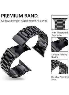 Sthxyfaith Compatible for Apple Watch Ultra 2 Band 49mm, Premium Stainless Steel Metal Compatible with Apple Watch Ultra Band/Apple Watch Strap 49mm, Replacement Adjustable Strap for Men Women, Black  - Image 2