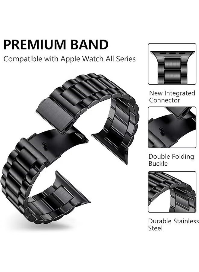 Sthxyfaith Compatible for Apple Watch Ultra 2 Band 49mm, Premium Stainless Steel Metal Compatible with Apple Watch Ultra Band/Apple Watch Strap 49mm, Replacement Adjustable Strap for Men Women, Black - Image 2