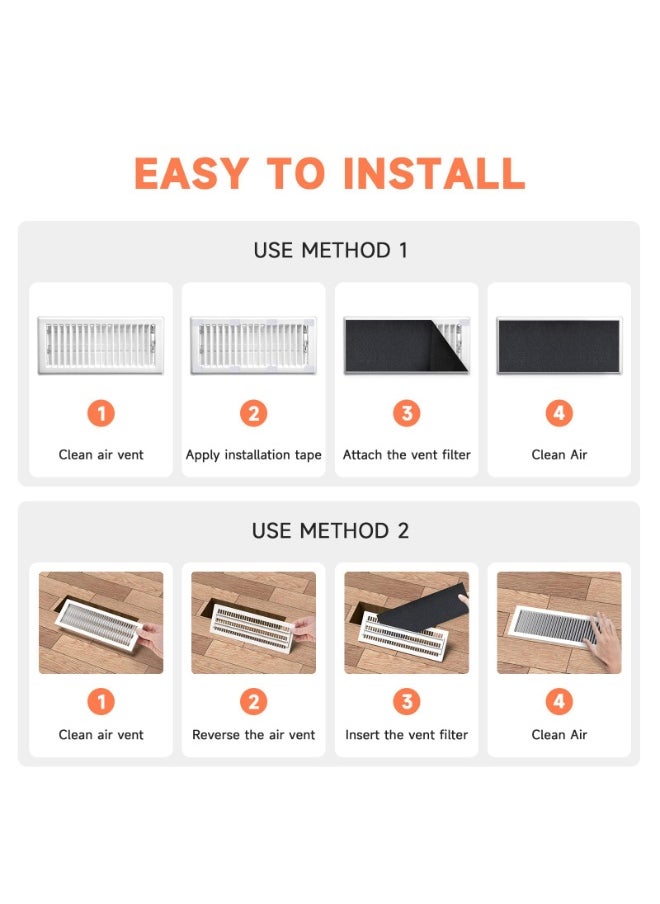 20 Pcs Air Vent Filters, 6" X 12" Activated Carbon for Home Floor Vent Filters Charcoal Vent Filter AC Vent Filter Floor Register Filters Home Vent Filters Register