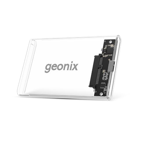 GEONIX Lucid L1 2.5 Inch SATA SSD Enclosure, MicroB 3.1 Port, Upto 5 Gbps Speed, Upto 6 TB Storage (Transparent Case) - Image 1