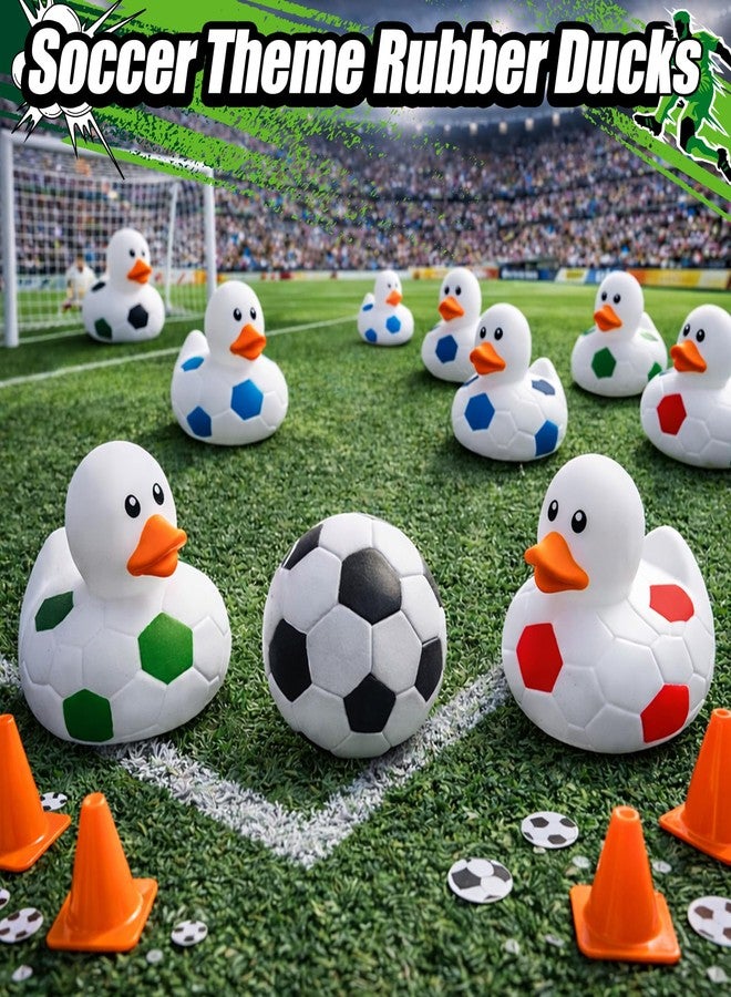 Ouryec 24 Pcs Soccer Theme Rubber Ducks with a Bag, Soccer Ball Ducks Toys, Soccer Fun Party Favors, Goodie Bag Fillers for Sports Fans Team Gifts, Classroom Game Prizes, Easter Basket Stuffers - Image 3
