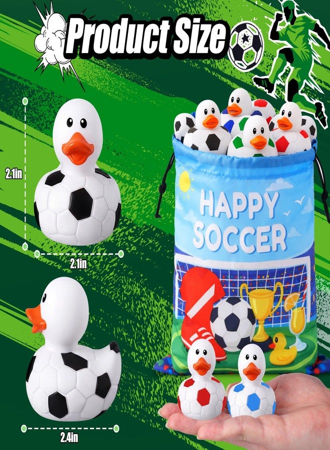 Ouryec 24 Pcs Soccer Theme Rubber Ducks with a Bag, Soccer Ball Ducks Toys, Soccer Fun Party Favors, Goodie Bag Fillers for Sports Fans Team Gifts, Classroom Game Prizes, Easter Basket Stuffers - Image 2