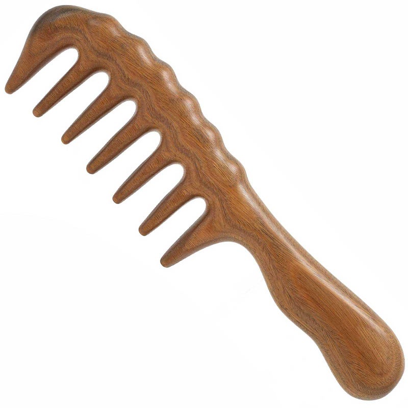 Moreinday Massage Comb Wooden Scalp Massager and Gua Sha for Hair Growth Green Sandalwood Loc Comb for Women and Men