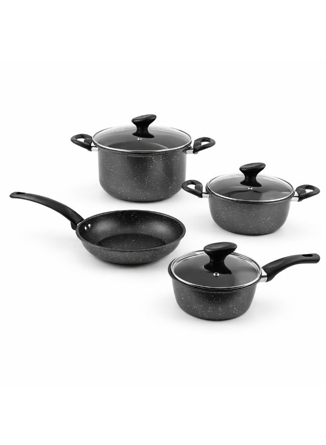 Bister 7-Piece Carbon Steel Cookware Set with Granite Non-Stick Coating, Grey - Image 1