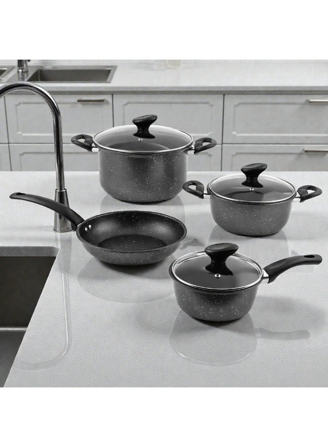 Bister 7-Piece Carbon Steel Cookware Set with Granite Non-Stick Coating, Grey - Image 3