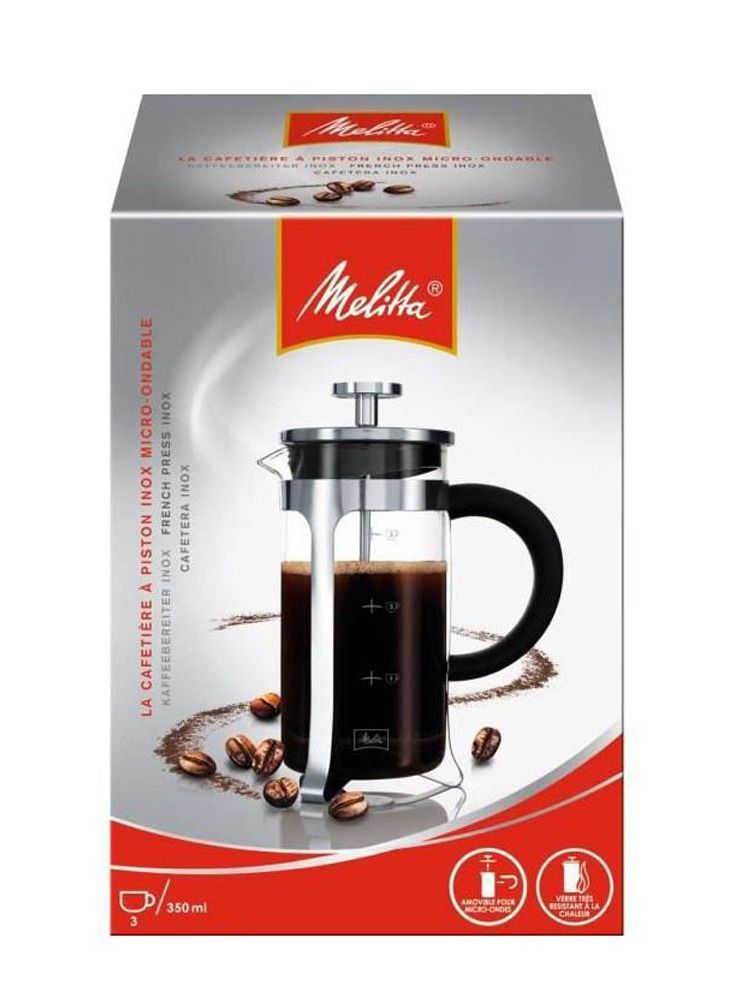 Melitta French Press Premium Coffee Maker, Stainless Steel, 350 ml (3 Cups) - Image 3