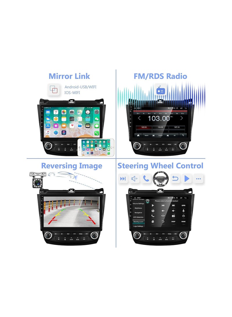 SHEZA STAR - Android Car Stereo for Honda Accord 2003-2007 6GB RAM 128GB ROM Support SIM Card, Apple Carplay, Mirror-Link Wi-Fi BT, Radio GPS Navigation, 10 Inch IPS Touch Screen with Backup Camera Included - Image 1
