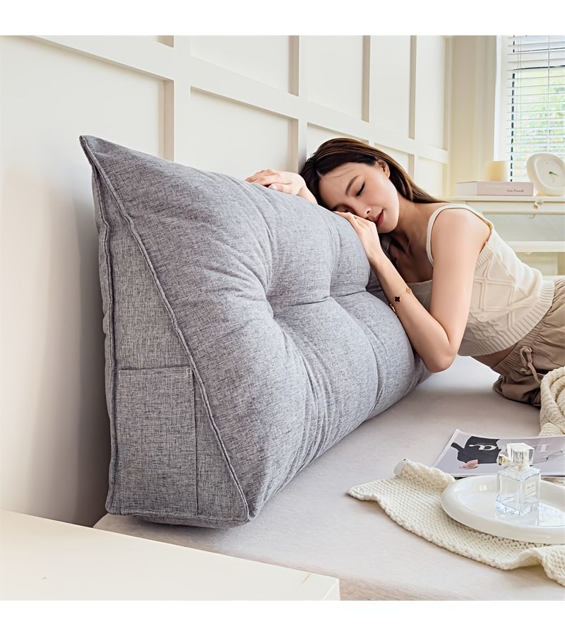 وسادة ظهر فاخرة متعددة الوظائف قابلة للتنفس للرأس من لوح السرير، مقاس 31.5 × 7.87 × 19.69 بوصة، لون شاي الحليب Silent Slim، مريحة للقراءة ودعم أسفل الظهر، مناسبة لغرفة النوم والأريكة والسرير والنوم. - Image 5