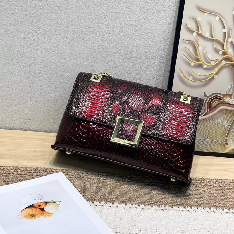 Fashion Bright Leather Women'S Bag All-Match Handbag Middle-Aged Women'S Mother Bag Shoulder Crossbody Bag Underarm Bag - Image 2