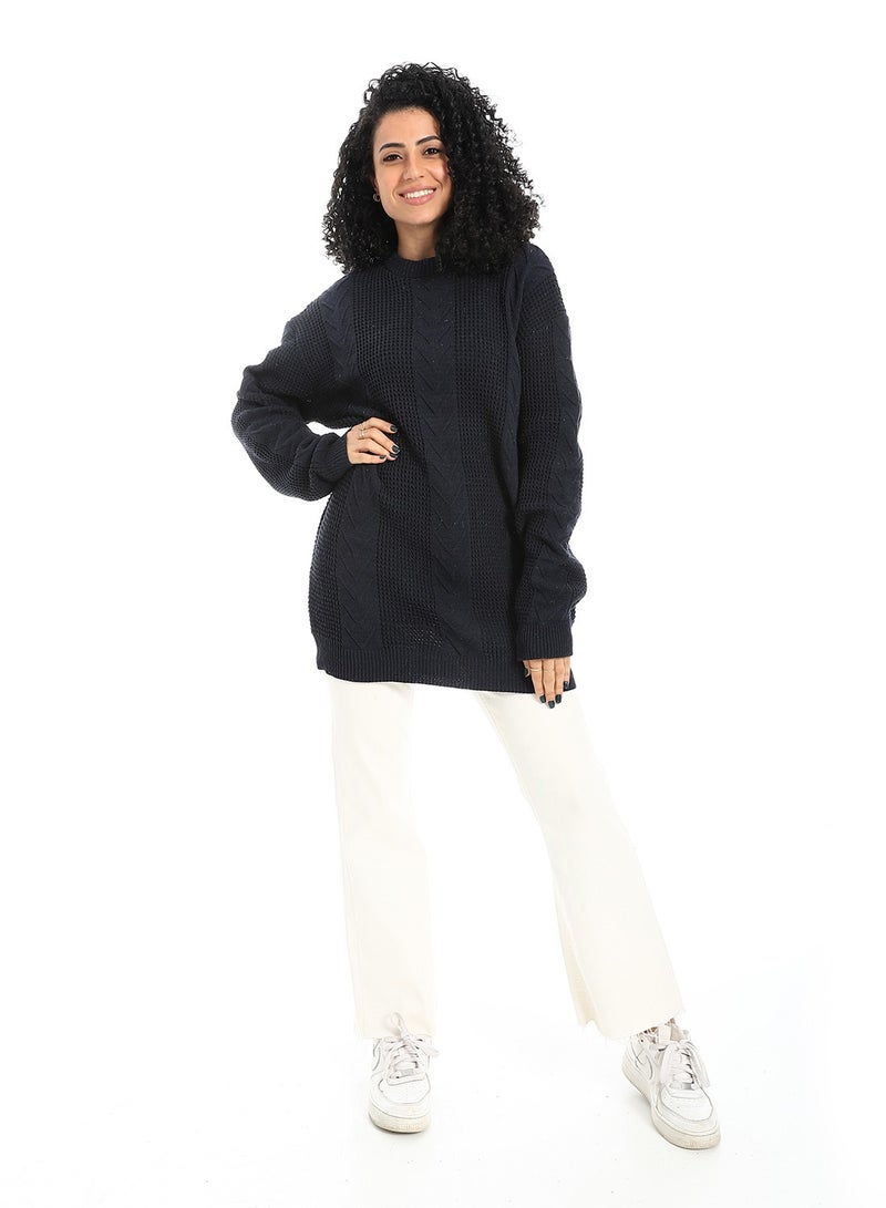 سيزار بلوفر صوف حريمي طويل مزود بتصمميات متعددة - Image 1