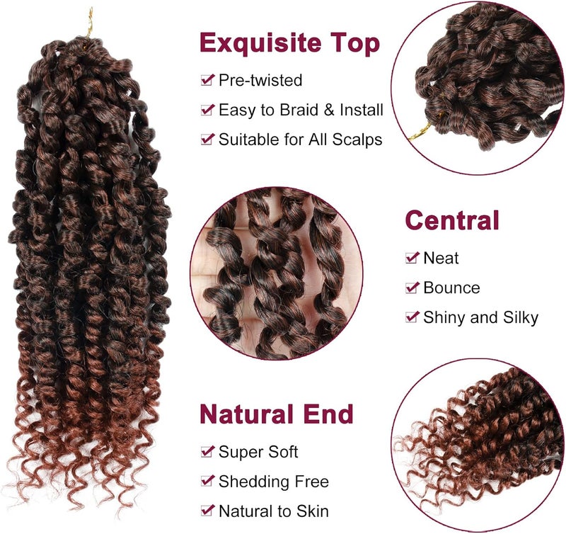 NAYOO Passion Twist Hair - 8 Packs 8 Inch Passion Twist Crochet Hair For Black Women, Crochet Pretwisted Curly Hair Passion Twists Synthetic Braiding Hair Extensions(8 Inch 8 Packs, T350) - Image 3