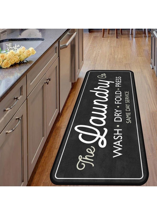 EYECY Laundry Room Long Rug Area Rug Non-Slip Floor Mat Waterproof Farmhouse Carpet for Kitchen 72" x 24"(Black-3) - Image 5