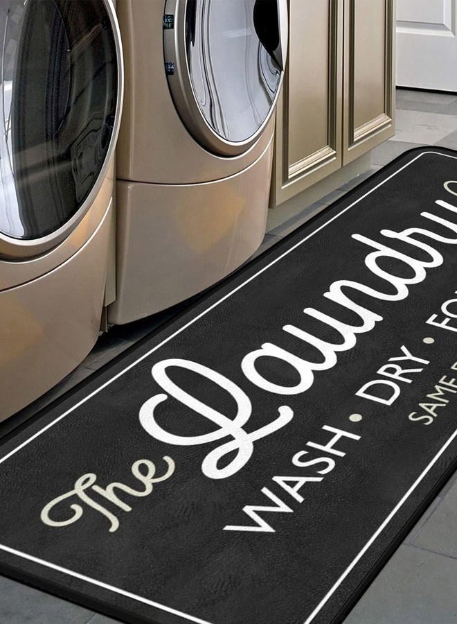 EYECY Laundry Room Long Rug Area Rug Non-Slip Floor Mat Waterproof Farmhouse Carpet for Kitchen 72" x 24"(Black-3) - Image 1