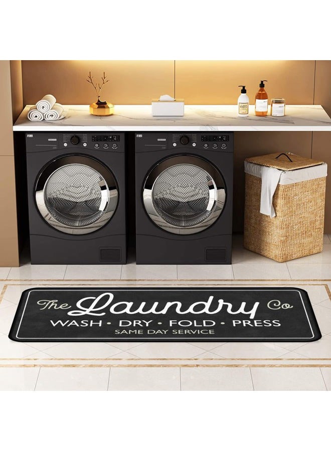 EYECY Laundry Room Long Rug Area Rug Non-Slip Floor Mat Waterproof Farmhouse Carpet for Kitchen 72" x 24"(Black-3) - Image 2