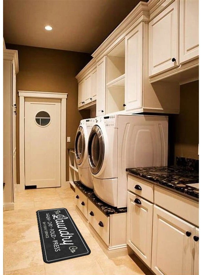EYECY Laundry Room Long Rug Area Rug Non-Slip Floor Mat Waterproof Farmhouse Carpet for Kitchen 72" x 24"(Black-3) - Image 3