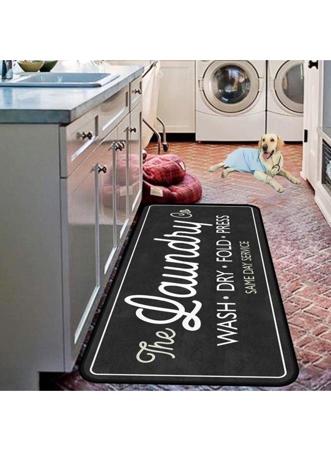 EYECY Laundry Room Long Rug Area Rug Non-Slip Floor Mat Waterproof Farmhouse Carpet for Kitchen 72" x 24"(Black-3) - Image 4