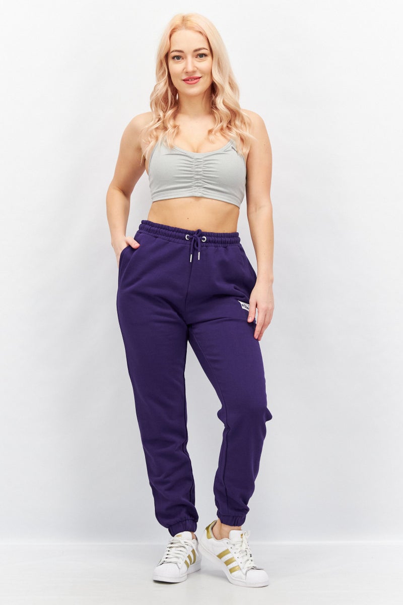 Ellesse Women Regular Fit Brand Logo Jogger Pants, Purple - Image 2