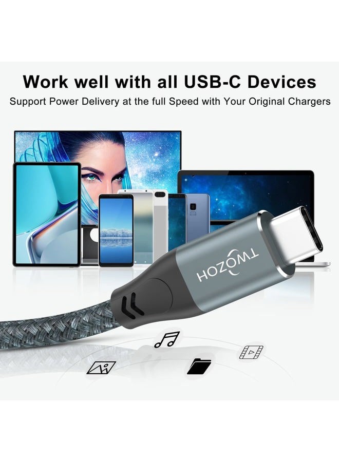 Twozoh USB C to USB C 3.2 Gen 2 Cable 20Gbps Data Transfer 100W PD Fast Charging 4K Video Output Monitor Lead (0.5M, Grey) 2-Pack - Image 2