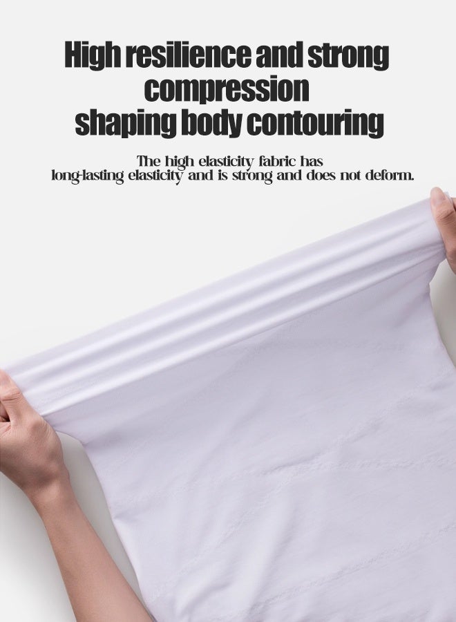 سترة ضغط لتشكيل الجسم للرجال، ملاءمة مريحة، دعم الخصر، تي شيرت رجالي، بلوزة، أبيض، أسود - Image 4