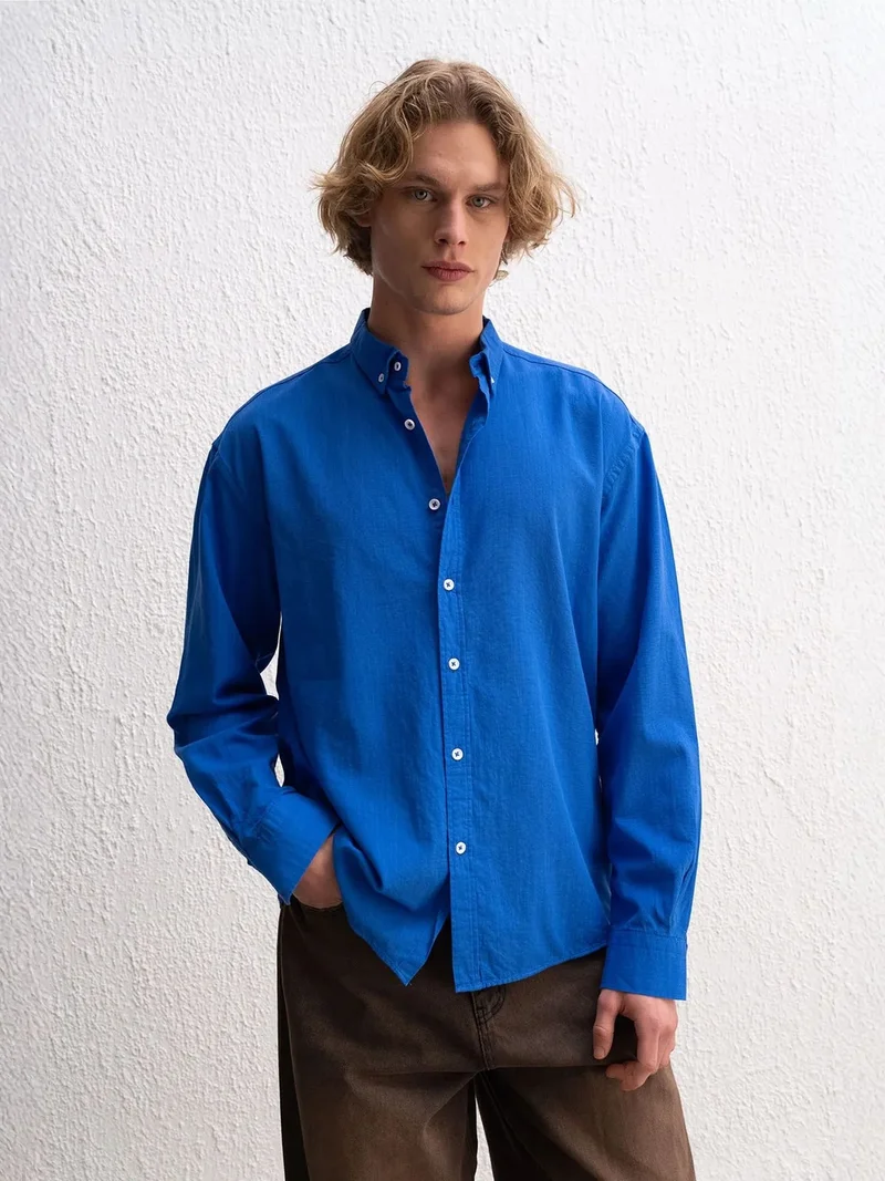 Giesto GIESTO Cotton Oversized Button-Up Shirt