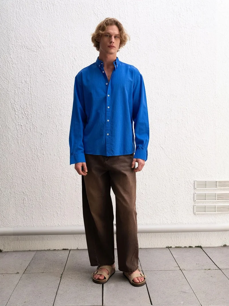 جيستو GIESTO Cotton Oversized Button-Up Shirt