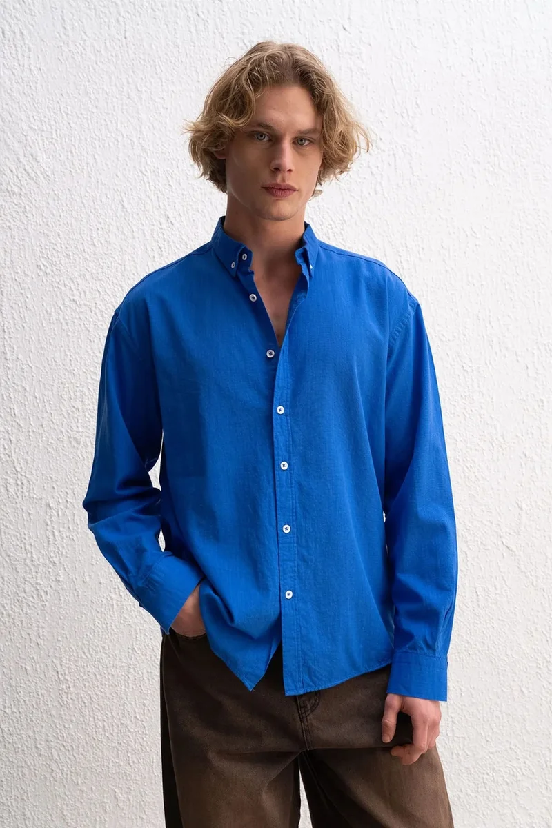 Giesto GIESTO Cotton Oversized Button-Up Shirt