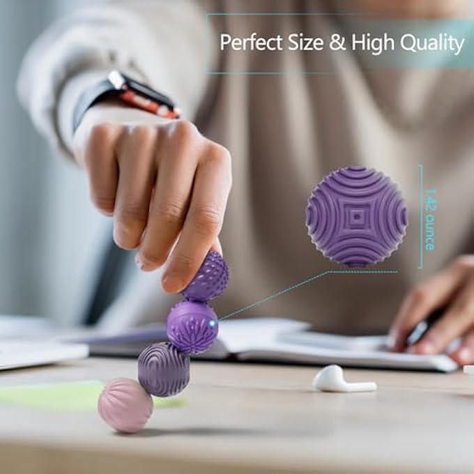 luckdoor Silicone Magnetic Balls Fidget Toys for Adults & Teens,4PCS Stress Relief Sensory Toys for Autism ADHD Anxiety,Fun Textures Gadgets,Office Desk Toy,Stocking Stuffer for Men Women Teen Gift - Image 5