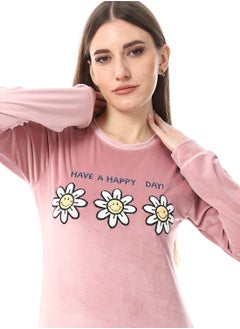 Andora Soft Sticthed Hooded Pajama Set_ Dusty Rose & Navy Blue  - Image 5
