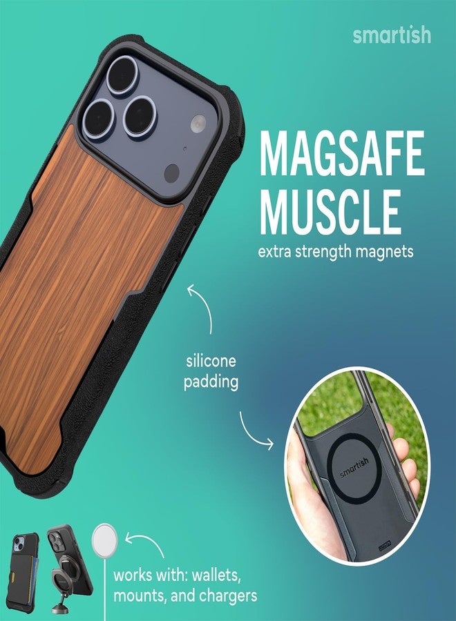 Smartish® iPhone 17 Pro MagSafe Case - Gripzilla Protective Magnetic Case for Men [Rugged + Tough] Military Grade Heavy Duty Grip Armor - Drop Tested for iPhone 17 Pro - Walnut Woods - Image 3