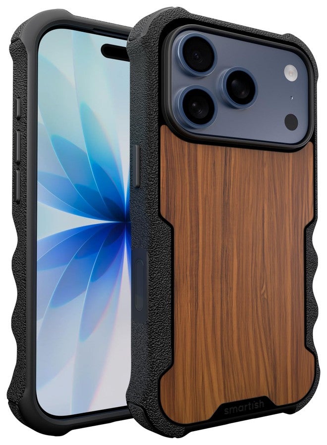 Smartish® iPhone 17 Pro MagSafe Case - Gripzilla Protective Magnetic Case for Men [Rugged + Tough] Military Grade Heavy Duty Grip Armor - Drop Tested for iPhone 17 Pro - Walnut Woods - Image 1