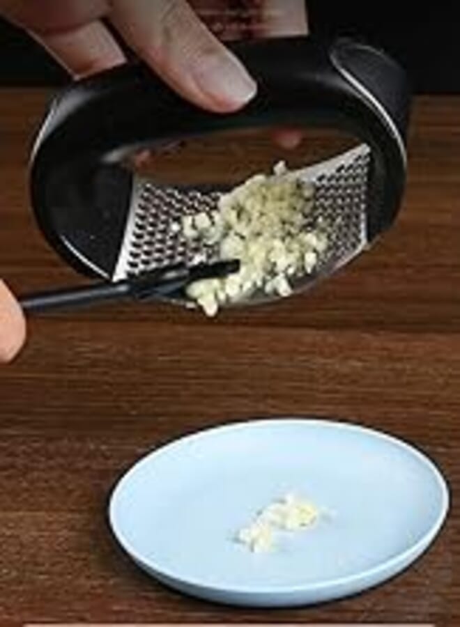 Durable Stainless Steel Garlic Press - Manual Garlic Press for Vegetables and Fruits Minced, Kitchen Garlic Chopper, by Pegui Bell (1) 
