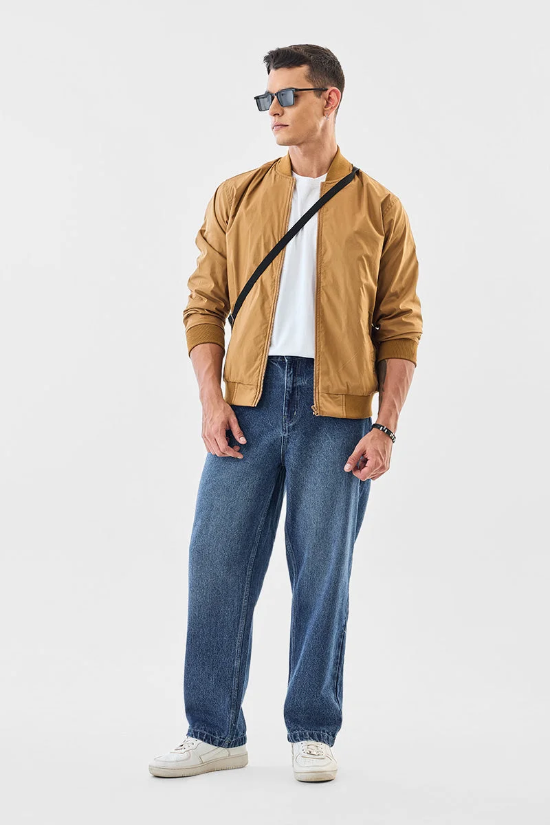 سنيتش Tan Solid Long Sleeve Regular Fit Jacket