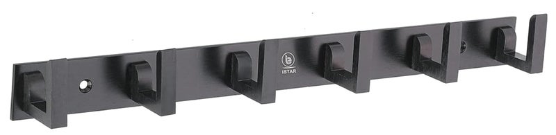 iSTAR 6 Pin Bathroom Cloth Hooks Hanger Wall Bedroom Bathroom Robe Hooks Rail (Pack of 1, Black), Aluminium - Image 1