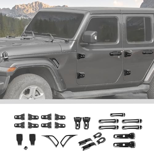 JWWY Complete Exterior Cover Trim Kit for 20182026 Jeep Wrangler JL JLU Full Coverage Door Handle Hood Hinge Hood Latch Side Air Vent Rear Tailgate Window Hinge Covers 43PCS Carbon Fiber - Image 1