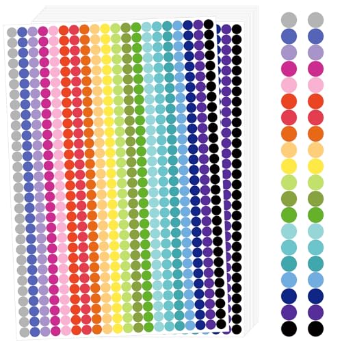 labelon 12000 PCS Small Colored Dot Stickers, 1/4" Round Color Coding Labels,20 Colors Circle Tiny Dot Stickers for Classroom, Office, Library, Inventory Organizing, File Classification - Image 1