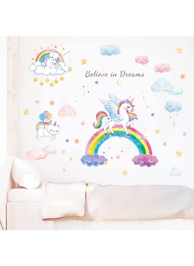 JAAMSO ROYALS JAAMSO ROYALS Creative Unicorn Rainbow Stickers for Walls of Home, Wall Sticker for Living Room, Wall Stickers for Home, Wall Painting Stickers, Living Room Wall Stickers (60 CM X 90 CM)  - Image 3