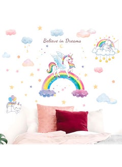 JAAMSO ROYALS JAAMSO ROYALS Creative Unicorn Rainbow Stickers for Walls of Home, Wall Sticker for Living Room, Wall Stickers for Home, Wall Painting Stickers, Living Room Wall Stickers (60 CM X 90 CM)  - Image 1